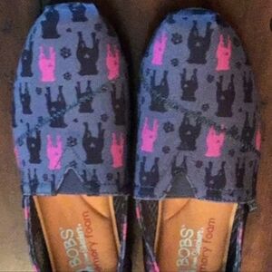 Bobs From Skechers Memory Foam Slip On Shoes, Sz 8 Adorable Dog Pattern